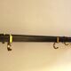 Teak and brass coat and hat rack with 7 sliding hooks, 1960s