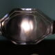 5-compartment thick glass servant - Silver metal with punch - Wooden handles - 1950/60