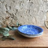 Lot of 3 hollow plates speckled blue Ceraminter