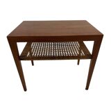 Mid century teak and cane side table by Severin Hansen, Denmark 1950s