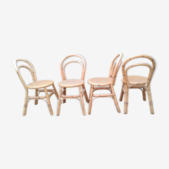 Lot de 4 chaises en rotin