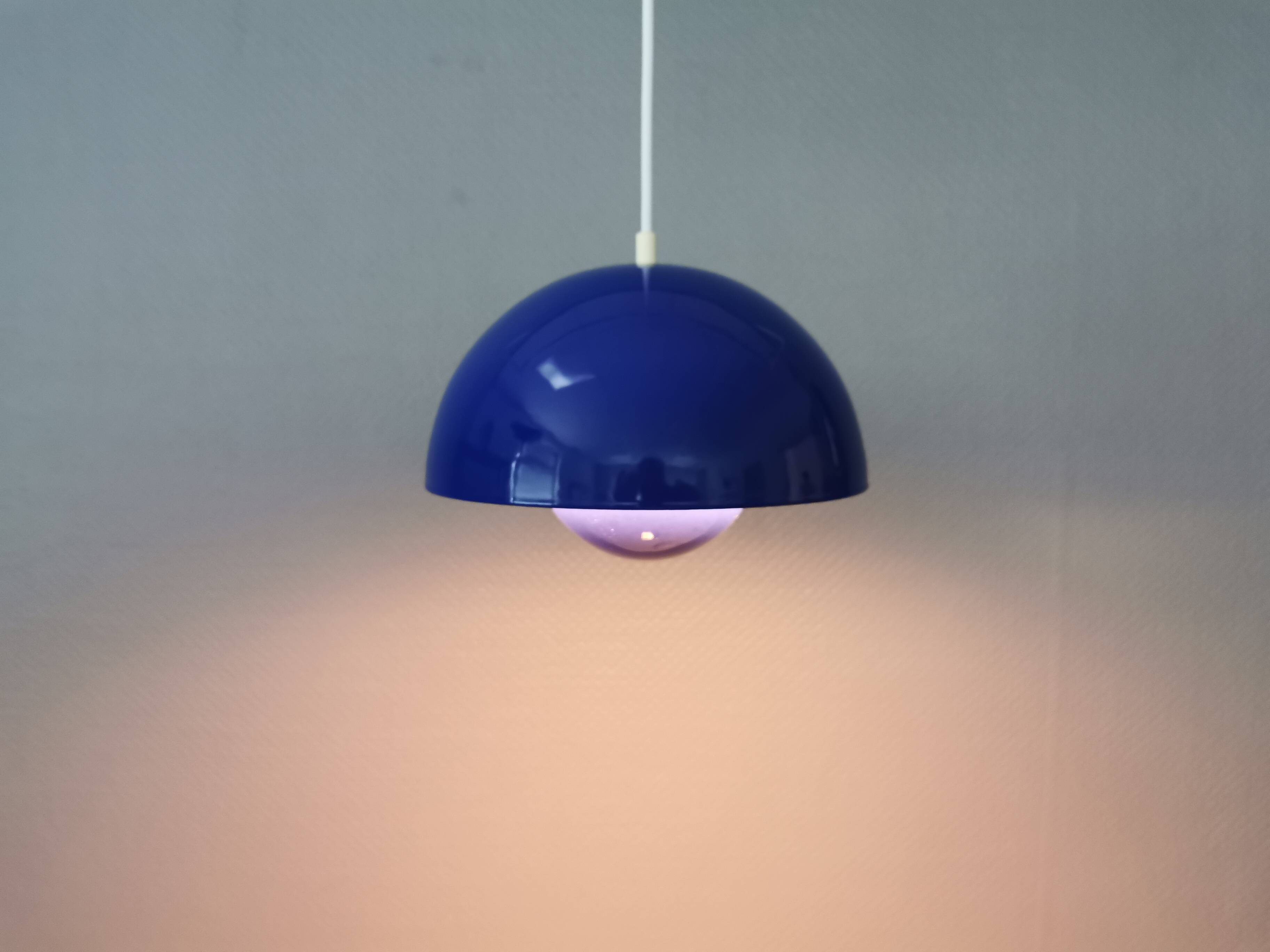 Vintage Verner Panton Flowerpot VP1 Enamel Hanging Lamp, Danish Design