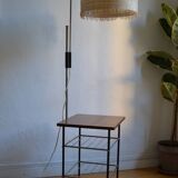 Vintage modernist reading floor lamp with table Poland 1960