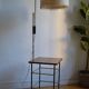 Vintage modernist reading floor lamp with table Poland 1960