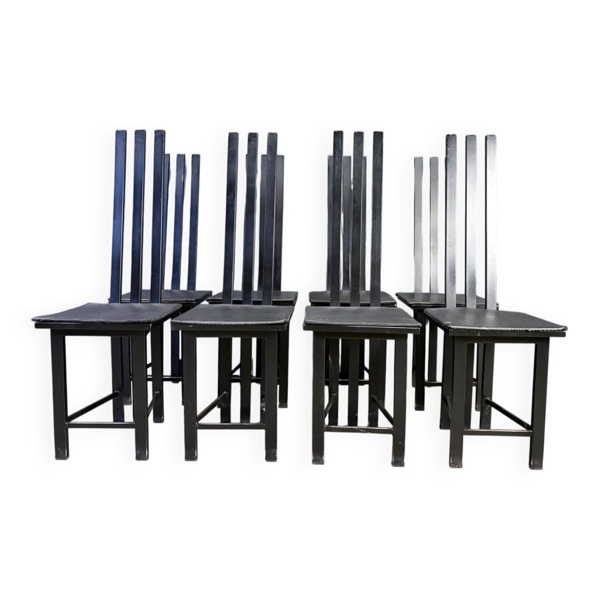 Vintage postmodern dining chairs set of 8, 1980s