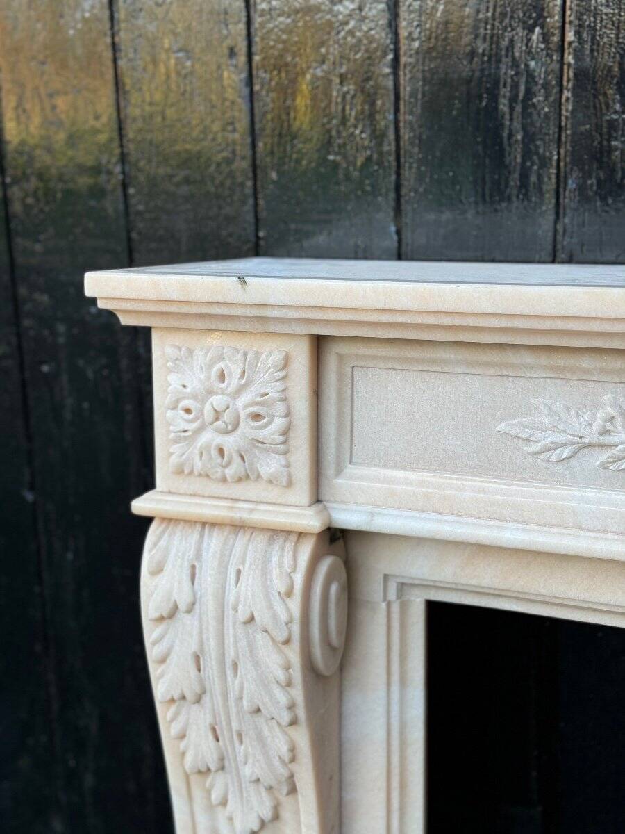 Louis XVI Style Fireplace in Pink Marble Circa 1980