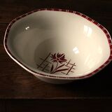 Large Sylvia Digoin Sarreguemines red flower Art Deco salad bowl