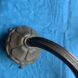 Double wall light in gold brass metal, vintage leaf pattern