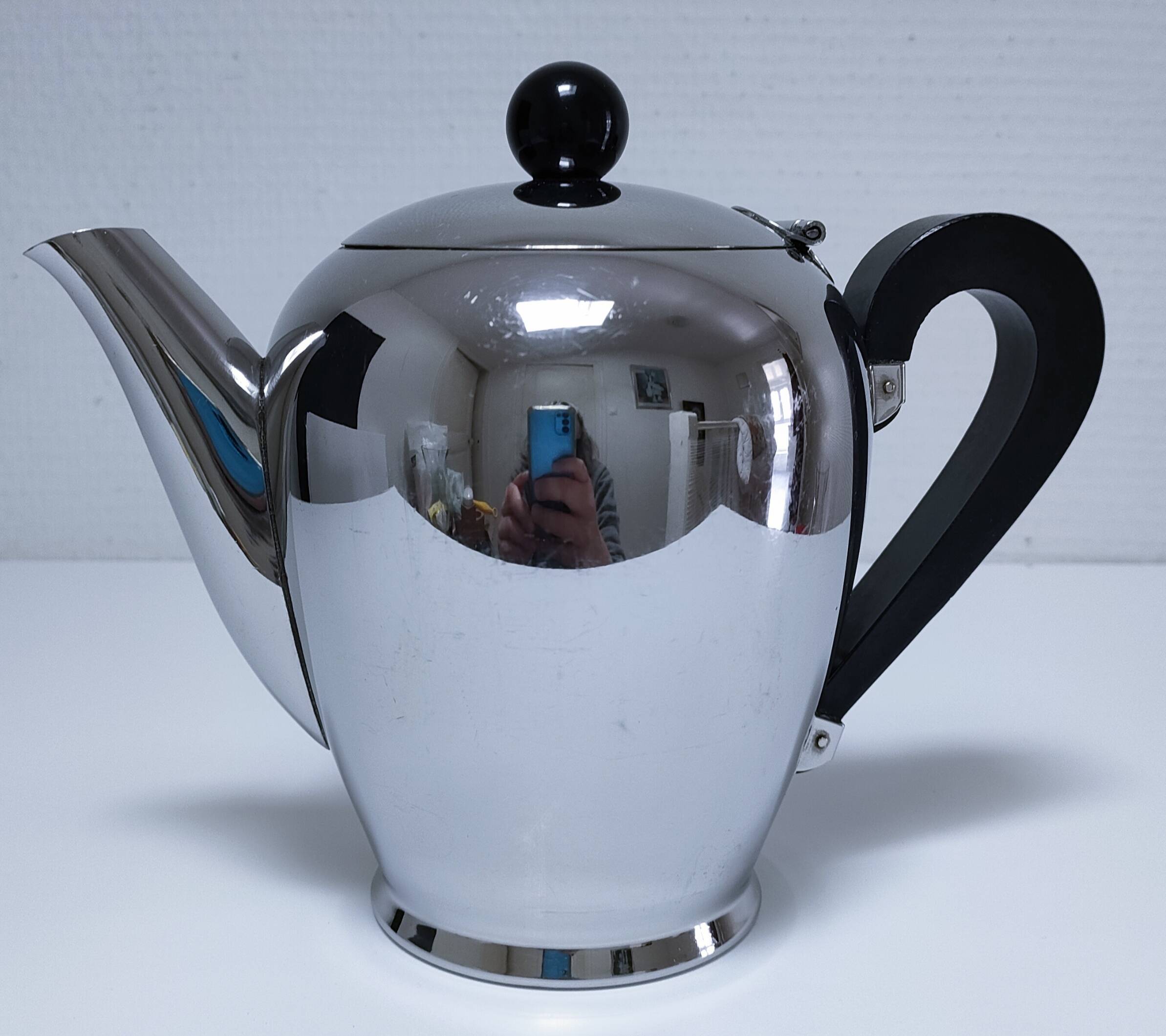 Cafetière théière "Bombé" Carlo Alessi inox vintage