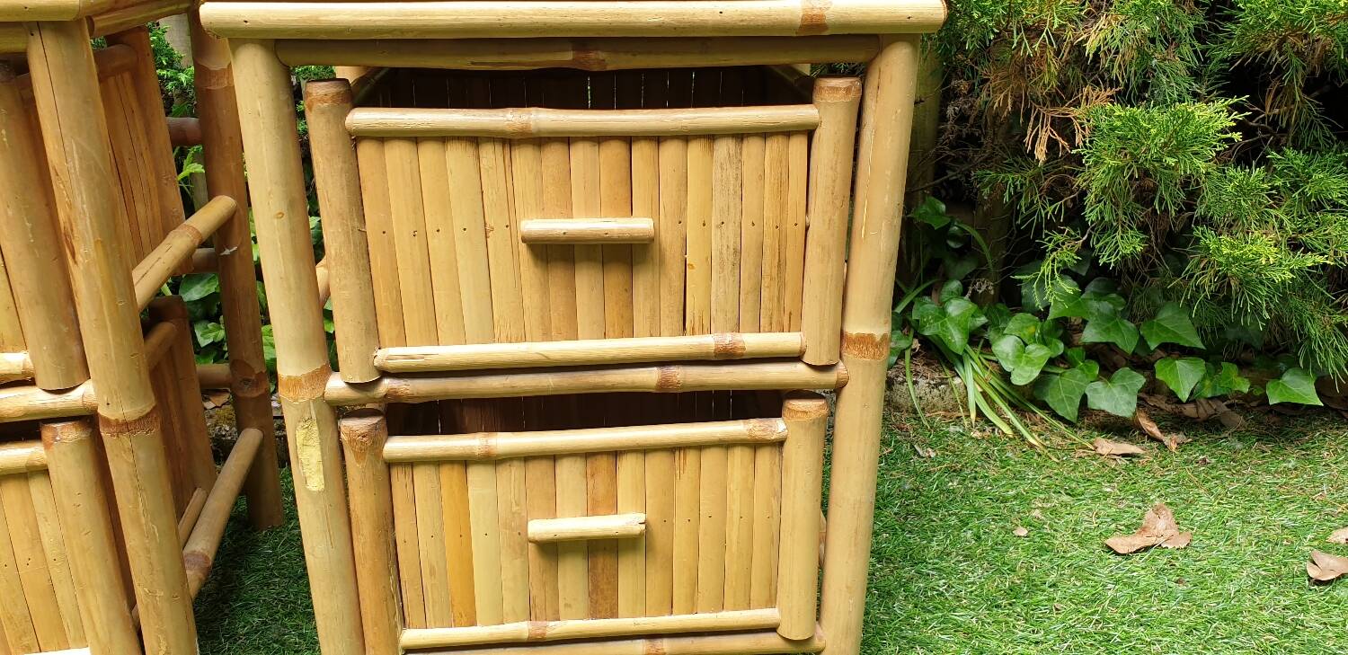 Pair of bamboo bedside tables