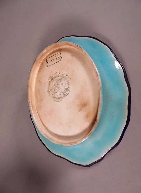 Longwy enamels – Important lobed plate with polychrome floral decoration, 20th century
