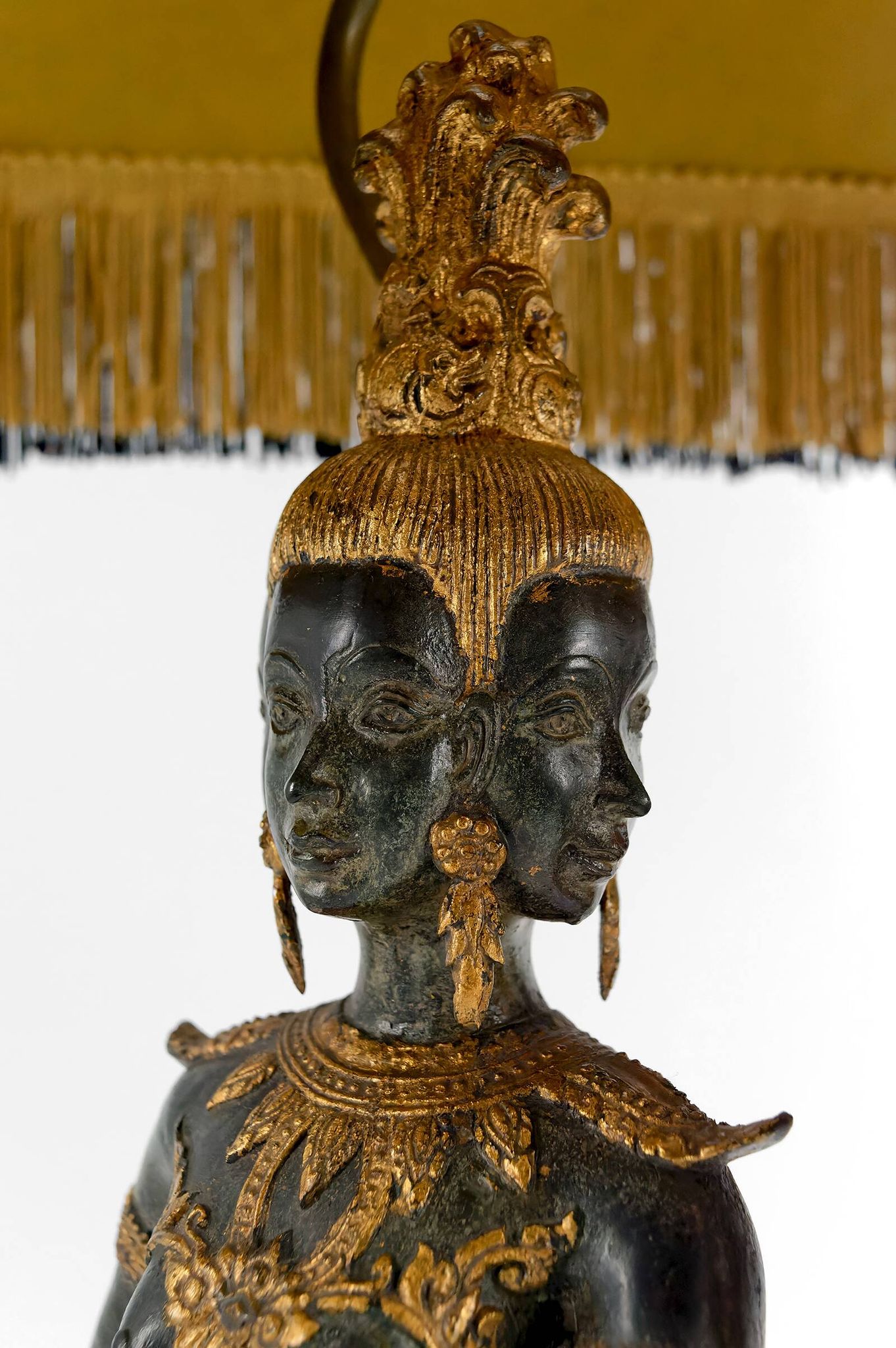 Sculptural Lamp in Bronze with double green and gold patina, Suvannamaccha