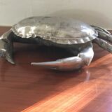 Silver metal box in crab shape