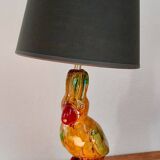 Vintage ceramic parrot lamp