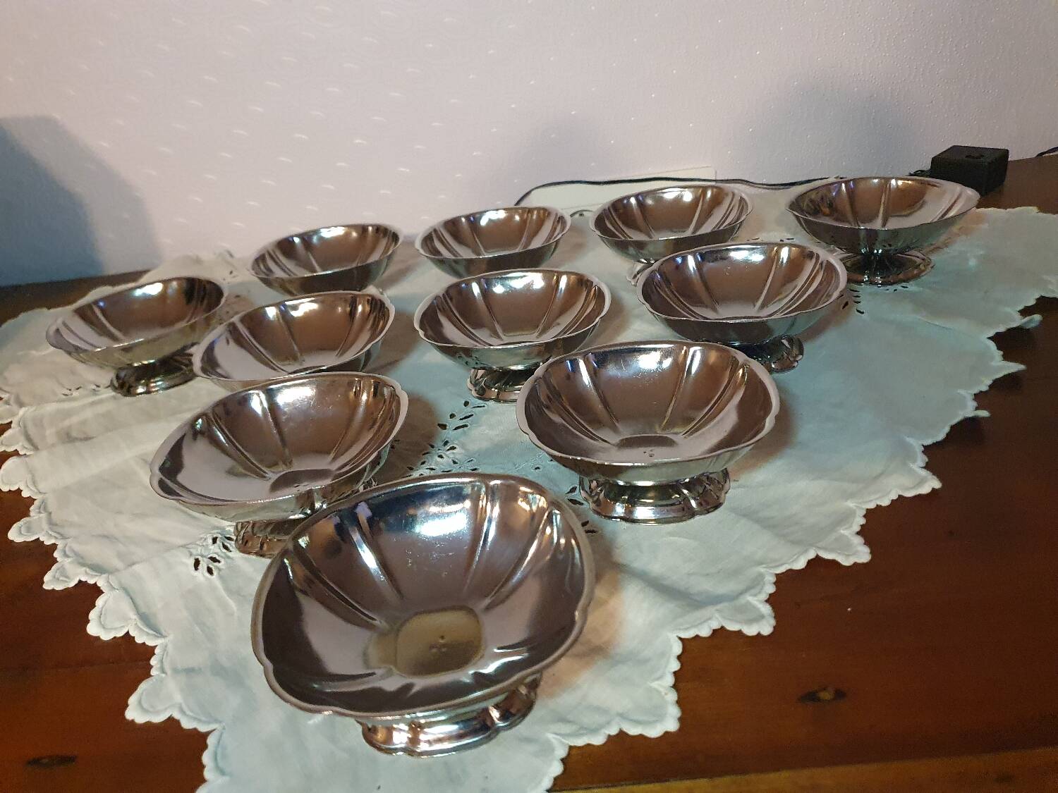 Set of 11 vintage 70's stainless steel ice cream cups