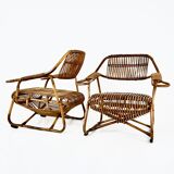 Pair of Italian rattan armchairs, 1960s