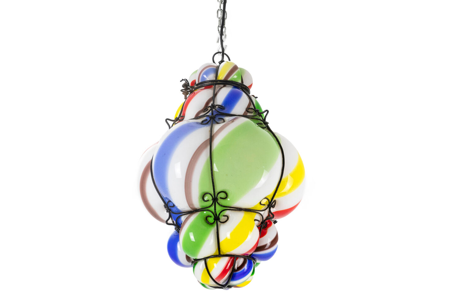 Series of polychrome glass "barley sugar" lanterns, 1950s