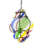 Series of polychrome glass "barley sugar" lanterns, 1950s