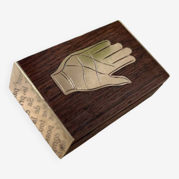 Small “hand” wooden and brass box