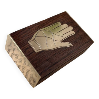 Small “hand” wooden and brass box