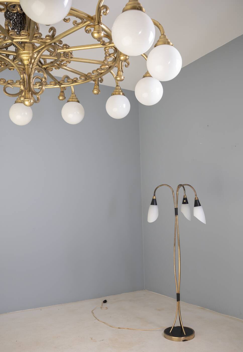Decorative brass chandelier, 1980s