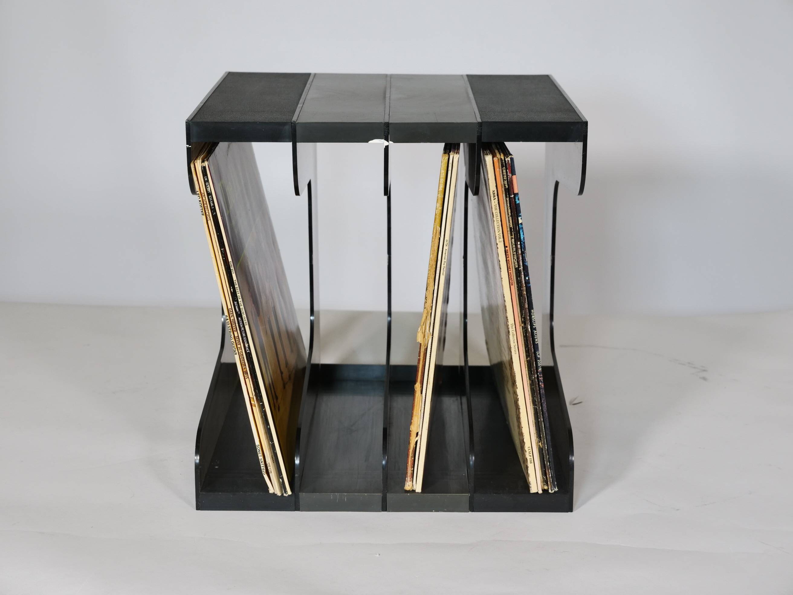 Space Age Vinyl Record Rack in Smoked Acrylic, 1970s