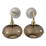 Pair of smoked glass wall lights