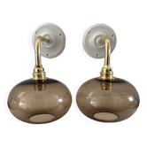 Pair of smoked glass wall lights