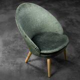 Danish armchair in beech and velvet by Ejvind A. Johansson for Godtfred H. Petersen, 1950-60.