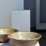 Duo of ceramic bowls interior glazed exterior matt raw earth