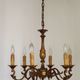 French Vintage Traditional Bronze 6 Light Chandelier Acanthus Leaf Detail 4565