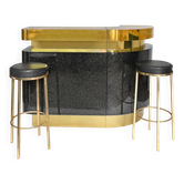 Large bar in black lacquer and gilded brass by Jean-Claude Mahey