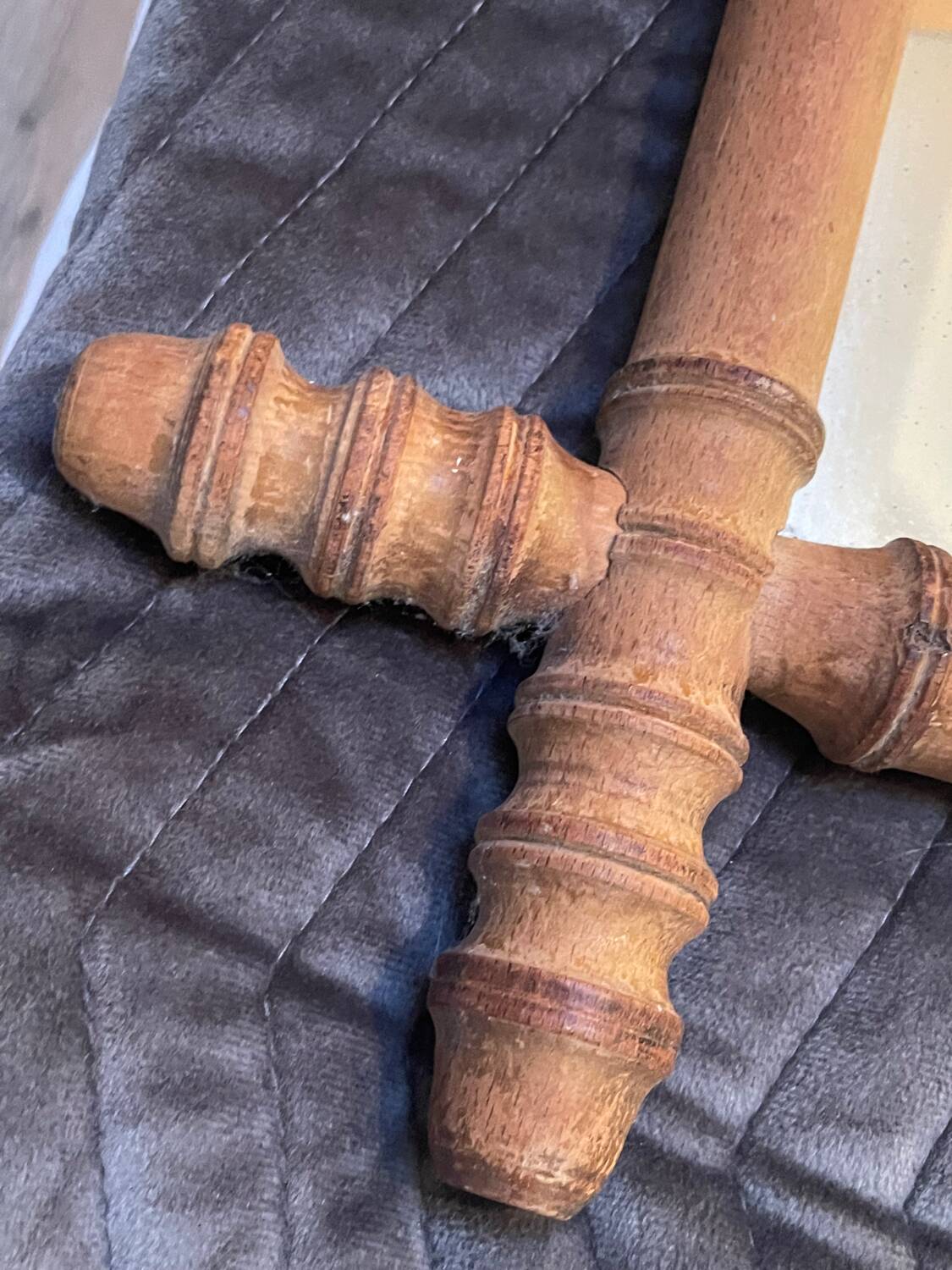 Carved wooden mirror in a bamboo style