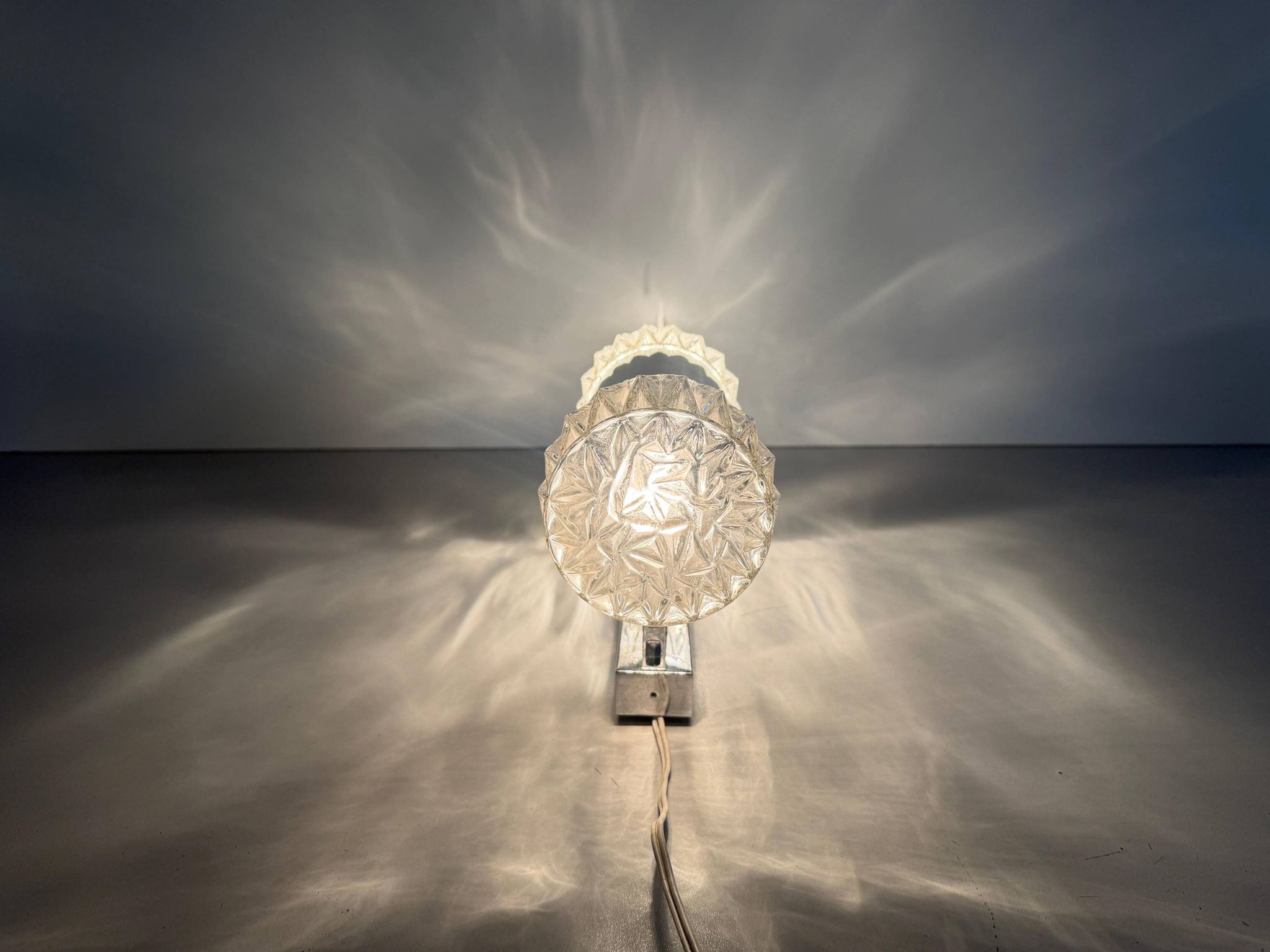 Mid-century double-headed glass and metal wall sconce, 1960, Italy