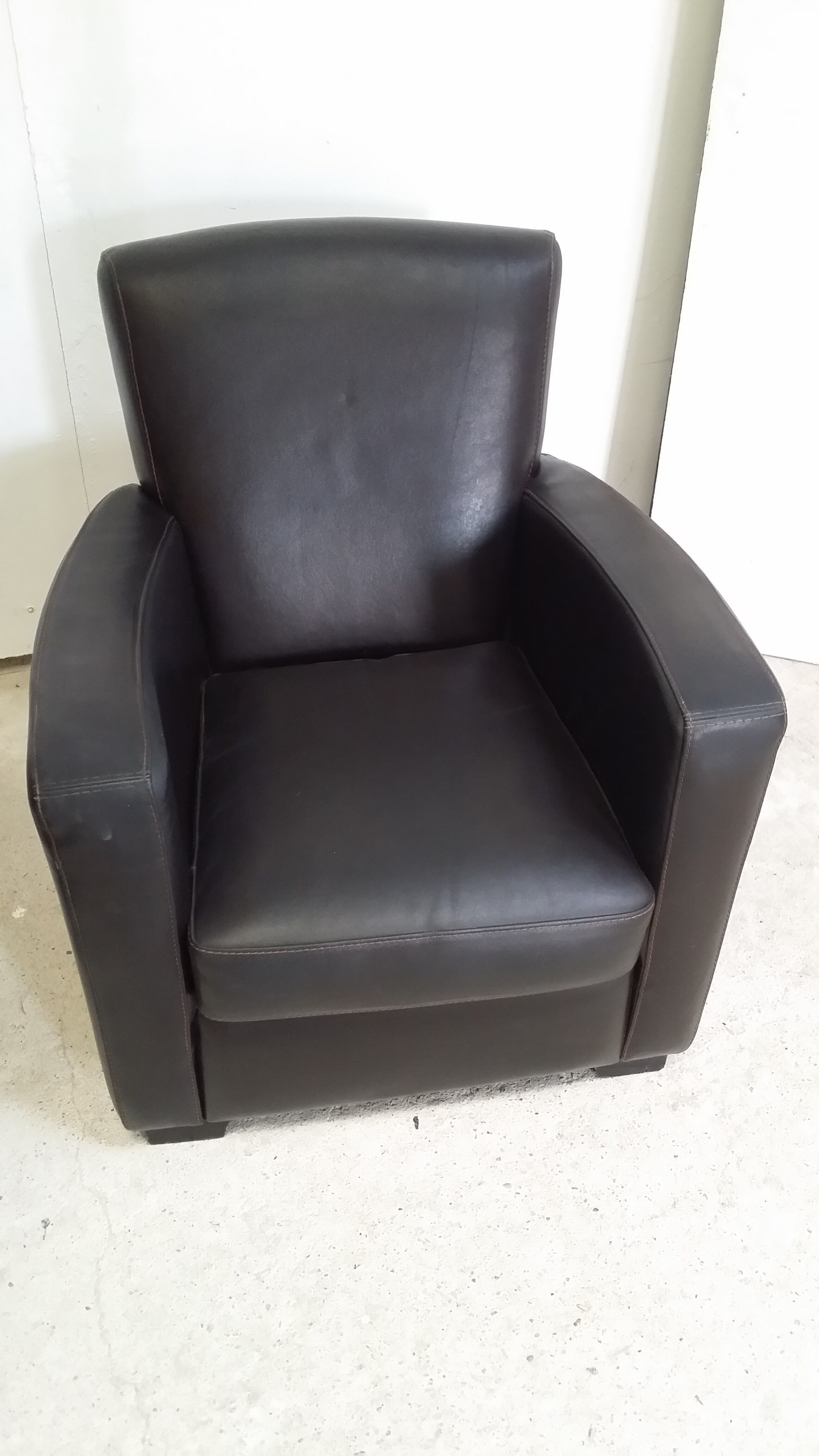 Pair of leather club armchairs