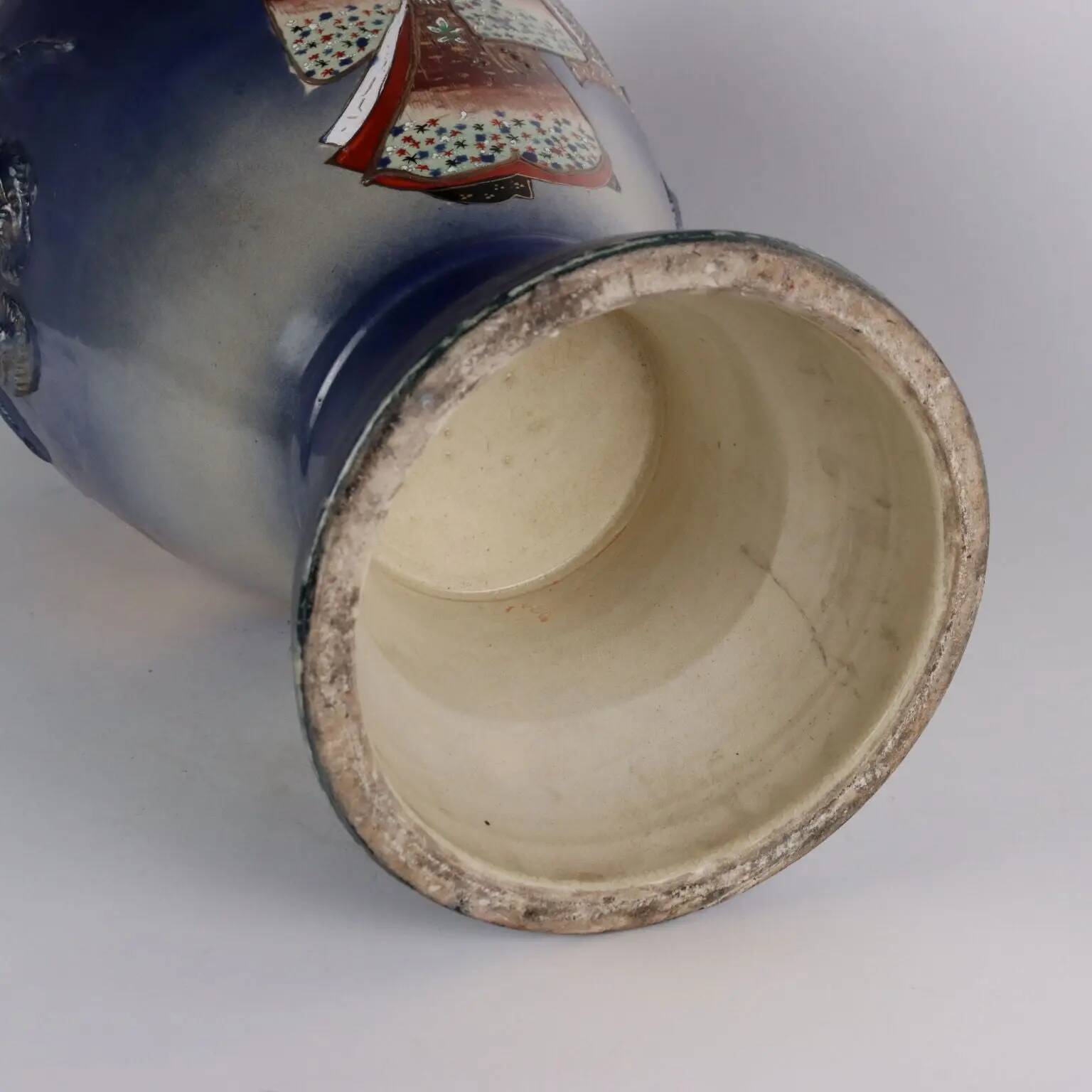 Antique ceramic vase with floral decoration, Japan, early 20th century.
