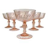 6 vintage pink glass bowls “Rosaline” Arcoroc Luminarc – French depression glass – Antique tableware made in France