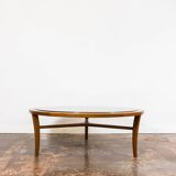 Scandinavian Teak Round with Glass Top Coffee Table 1960's.