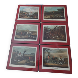 Set of 6 English cork placemats