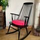 Vintage Scandinavian rocking chair in blackened wood from the 1970s