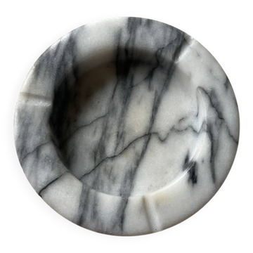 Grand cendrier rond en marbre blanc gris