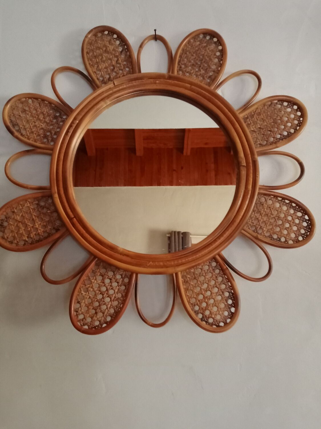 Rattan flower mirror and canning, 56 cm