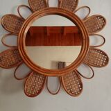 Rattan flower mirror and canning, 56 cm