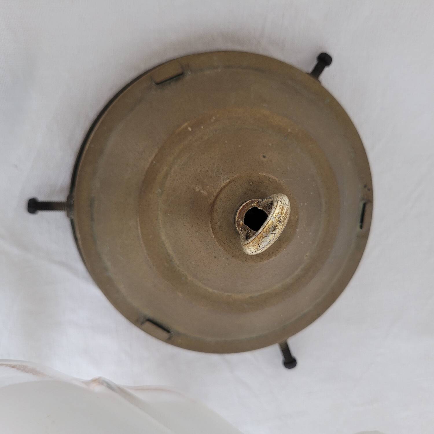 Suspended lantern in moulded glass and brass – 50's vintage light fixture