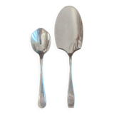 Silver-plated metal serving spoon and French fry shovel signed "Wiskmann"