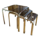 Set of 3 square nesting tables 1970 brown smoked glass