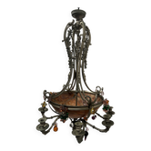 Napoleon III chandelier in bronze and alabaster with eight light arms, 19th century.