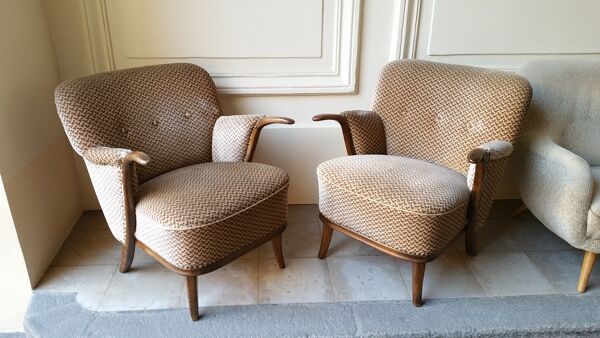Lot de 2 fauteuils sculptural années 50 60