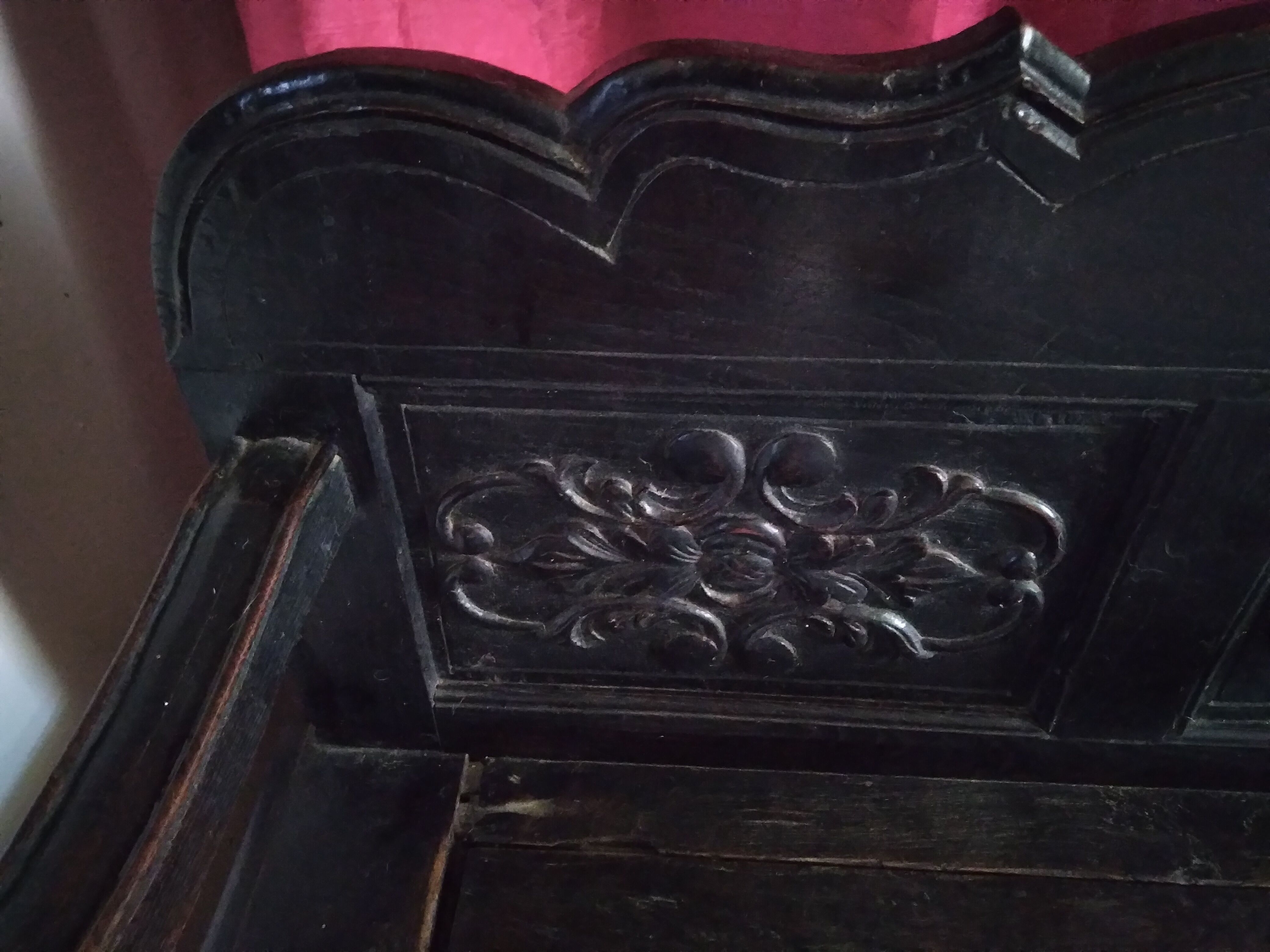 Old Breton enclosed bed chest bench