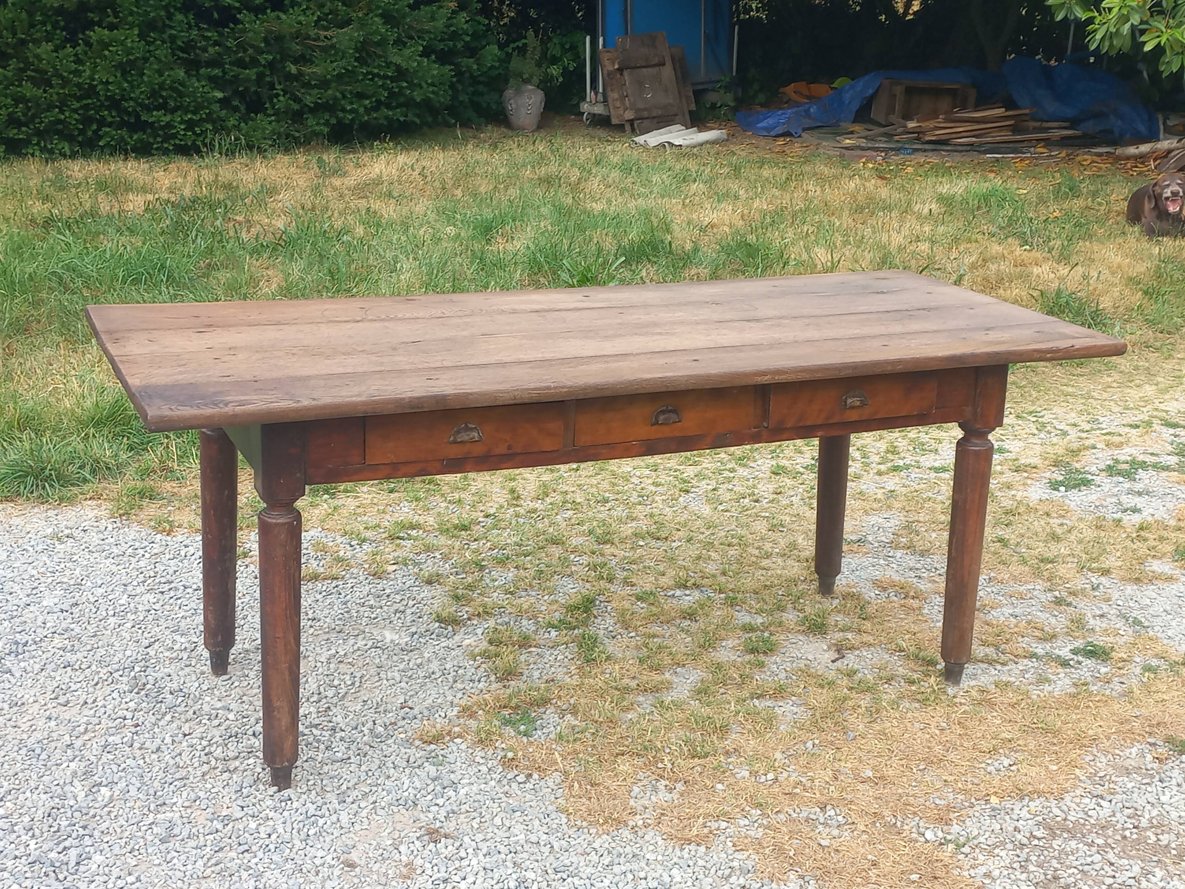 Oak farmhouse table 190cm 6 drawers